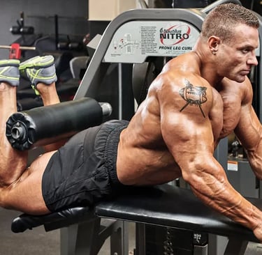 a man doing a crunch up on a bench