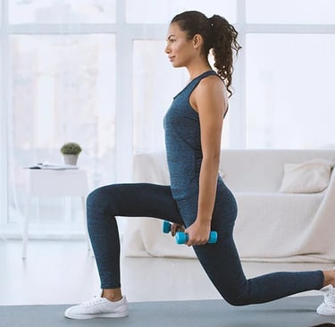 a woman in a blue sports brailler and a blue and white sports bra