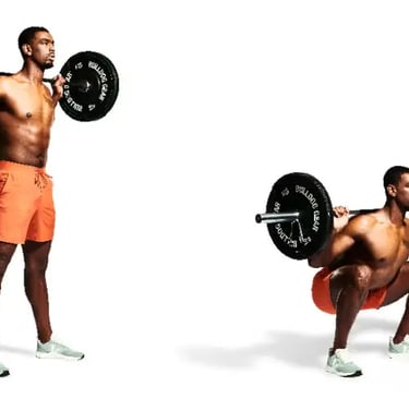 a man doing a squat squat squat with a barbell