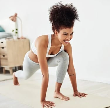 a woman in a sports bra top doing push ups