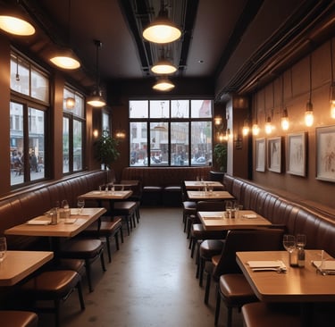 Traitement acoustique restaurant avec panneaux absorbants au plafond pour réduire le bruit