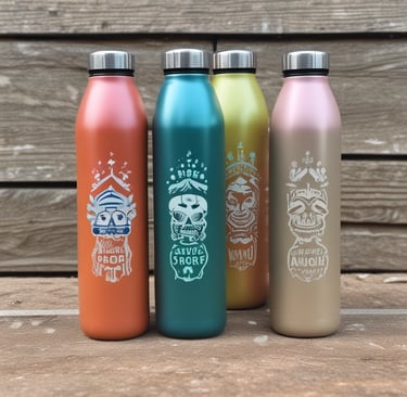 A water bottle decorated with fun and trendy stickers.