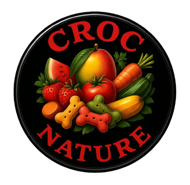 a croc nature logo with fruits and vegetables