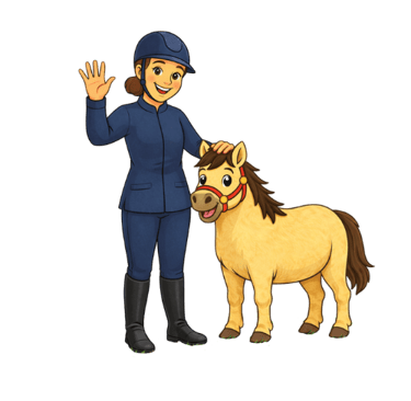 Cartoon Illustration von Pancake und der Ponytante winkend