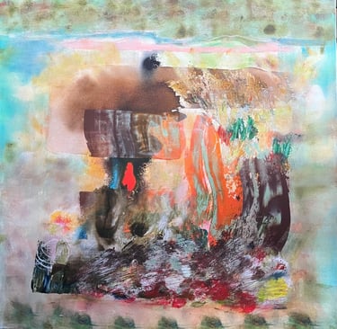Fireside with mo- acrylic on canvas, — Nikki Kelly