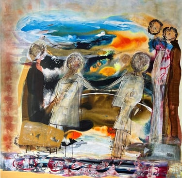 Waiting for the blood moon-top of roys peak- acrylic on canvas, — Nikki Kelly