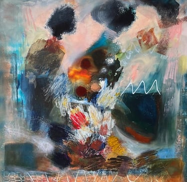 ember bloom- original abstract acrylic on canvas by nikki kelly art