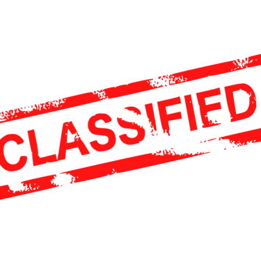 Classified in red text with a box around it both at an angle