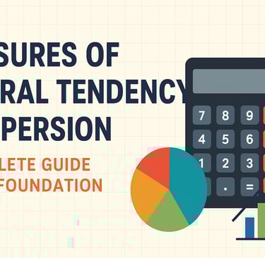 Educational banner for CA Foundation Statistics titled “Measures of Central Tendency & Dispersion.” 
