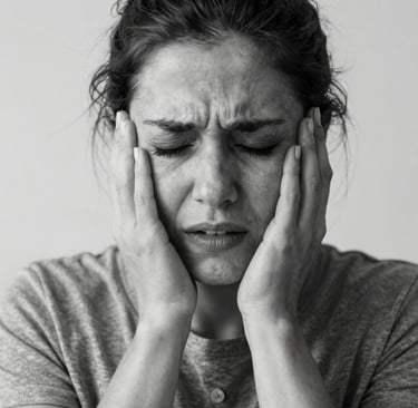 a man covering his eyes with his hands