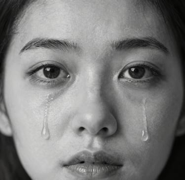 shallow focus of a woman's sad eyes