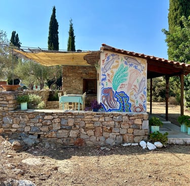 Muurschildering vakantiehuisje Samos