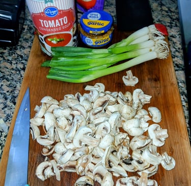 chopped mushrooms and green onions