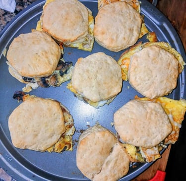 mushroom egg and cheese biscuit sandwiches