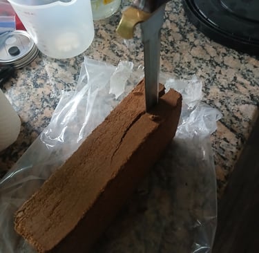 breaking up coco coir brick to make substrate
