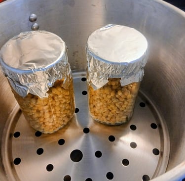 grain jars in a steam pot