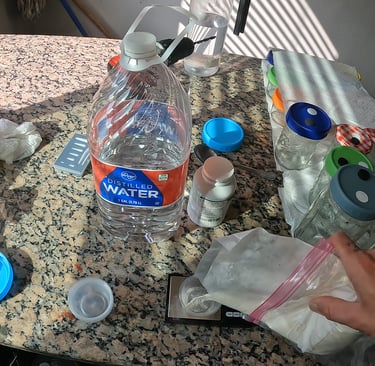 weighing out agar powder for no pour agar jars