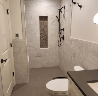 new bathroom curb less shower pan