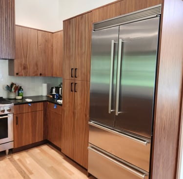 new kitchen with stainless steel refer