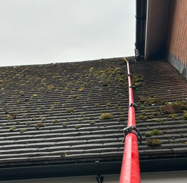 moss being removed from a roof in droitwich