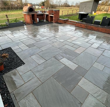 patio slabs clean after being pressure washed in Malvern