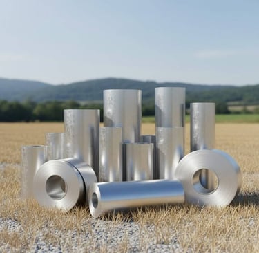 Bottom view of aluminium coil with clean edges and consistent rolling.