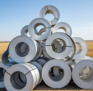 Bulk aluminium coils packed on pallets for export shipment.