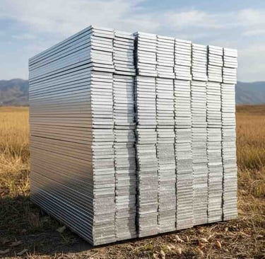 “Bulk packed aluminium plates on pallets for export shipment and wholesale supply”