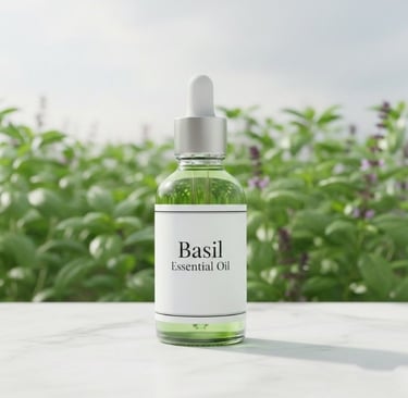 “Holy Basil (Tulsi) Essential Oil – Therapeutic & Herbal Applications Export Quality”
