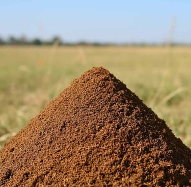 “Close-up macro shot of cow dung powder highlighting fine grain and organic texture”