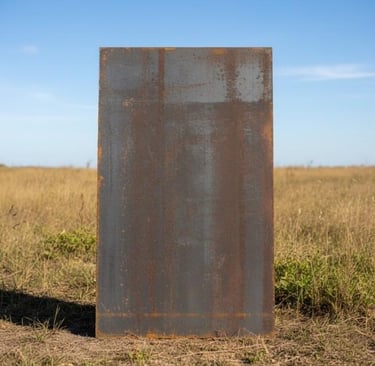 Close-up shot showing surface finish, mill scale, and edge quality of hot rolled steel sheets.