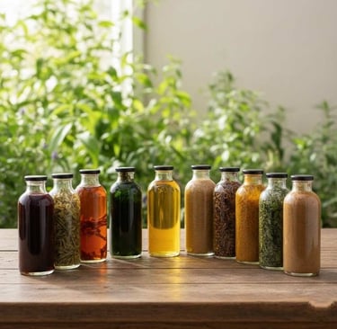 “Close-up of herbal extract liquid texture and color”