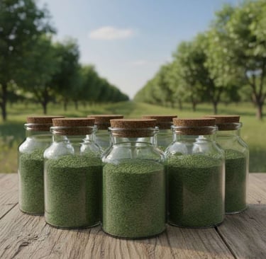 “Close-up view of bright green neem leaf powder highlighting fine texture and purity”