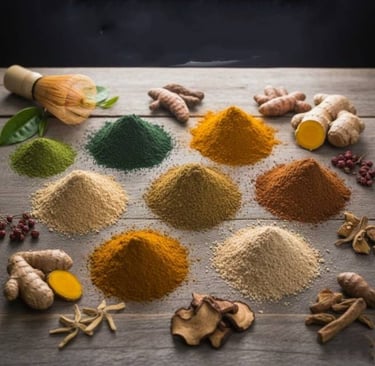 “Fine herbal extract powder front view for export catalog”