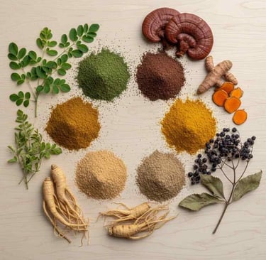 “Top view of herbal extract powder”