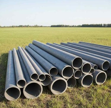 Bottom view highlighting thickness and inner diameter of round pipes.