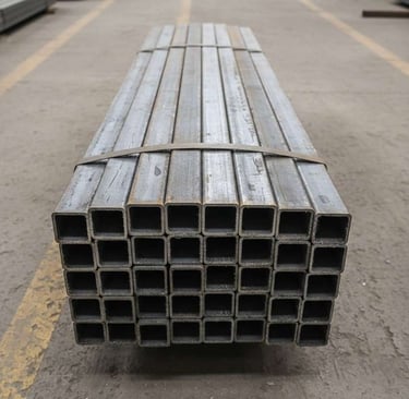 Front view of MS, GI and ERW square tubes used in furniture & fabrication.