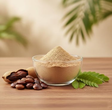 “Premium tamarind seed powder front view – food-grade export quality from India”