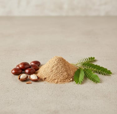 “Right side angle of high-grade tamarind seed powder used in industrial and food applications”