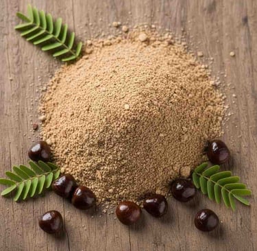 “Top view of tamarind seed powder showing fine texture and uniform granulation”