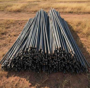 Top angle view of TMT bars used in construction projects