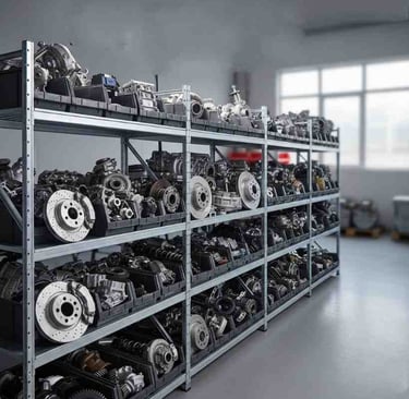 Bulk transmission parts prepared for global export supply.