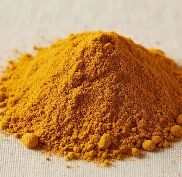 Close-up shot of turmeric powder showing fine granules and natural color.
