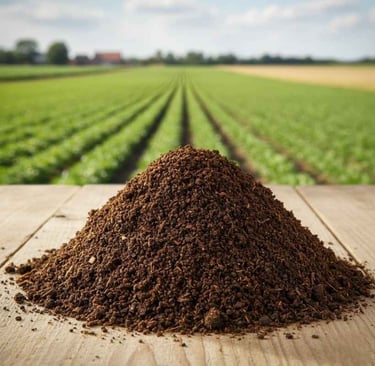 “Vermicompost being applied to soil for farming and gardening use”