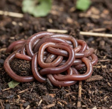 “Close-up view showing healthy worms inside nutrient-rich vermicompost”