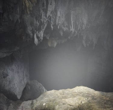 The smoke breathing entrance of Hang Son Doong Cave , Ke Bang National Park, Vietnam