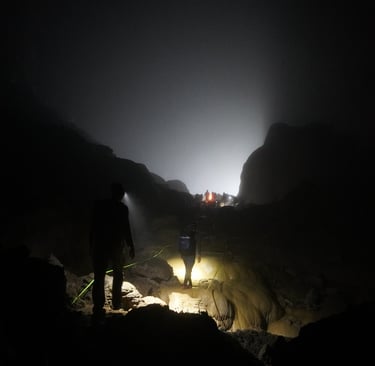 the final push to the exit of hang son doong cave, Vietnam