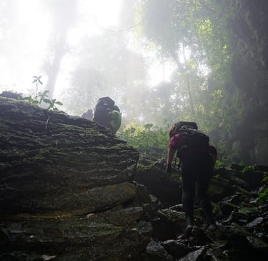 the final push to the exit of hang son doong cave, Vietnam