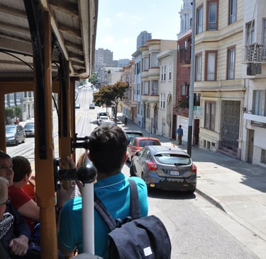 view from a cable car in San Francisco
