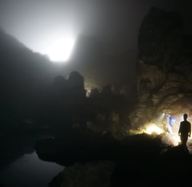 the final push to the exit of hang son doong cave, Vietnam